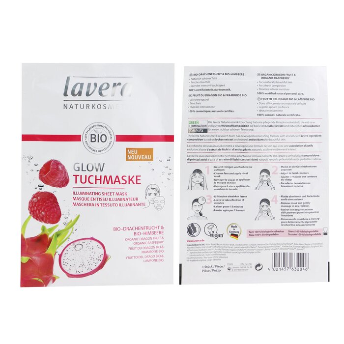 Lavera Sheet Mask - Illuminating (With Organic Dragon Fruit & Organic Raspberry) 1sheetProduct Thumbnail
