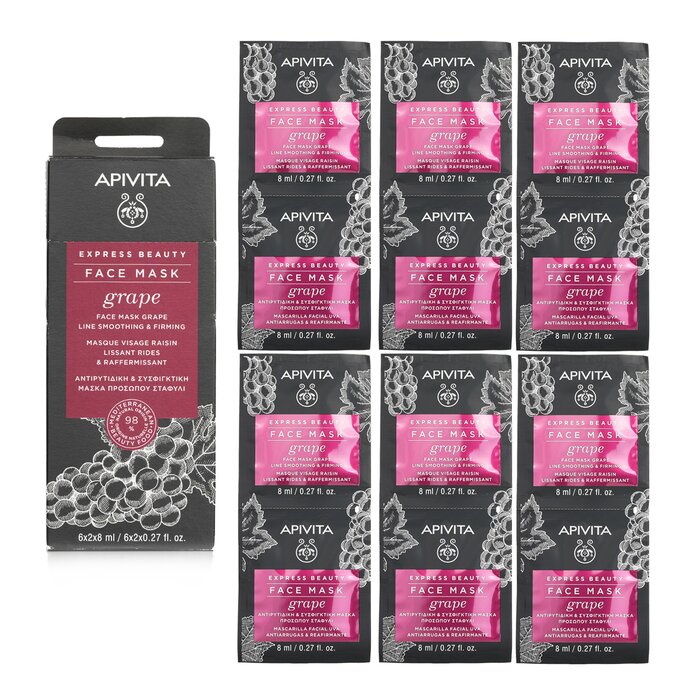 Apivita Express Beauty Face Mask with Grape (Line Smoothing & Firming) 6x(2x8ml)Product Thumbnail