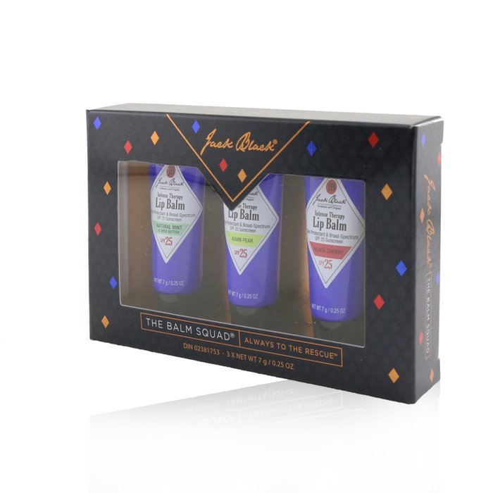 Jack Black The Balm Squad Gift Set: 3x Intense Therapy Lip Balm SPF 25 (Natural Mint & Shea butter, Asian Pear & Black Cherry) 3x7g/0.25ozProduct Thumbnail