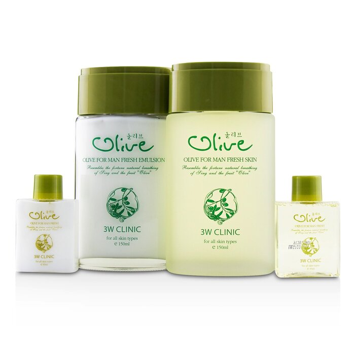 3W Clinic 男士橄欖控油保濕組合(Olive For Man Set):化妝水+乳液 4pcsProduct Thumbnail