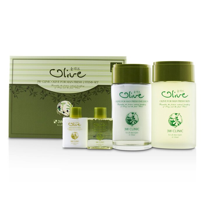 3W Clinic مجموعة Olive For Man: 2x Fresh Skin، 2x مستحلب منعش 4pcsProduct Thumbnail