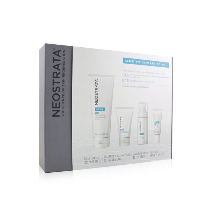Neostrata Sensitive Skin Antiaging Kit: Restore Cleanser, Restore Face Cream, Restore Face Serum, Restore Eye Cream 4pcsProduct Thumbnail