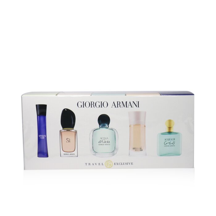 Giorgio Armani Miniatures Coffret: Armani Code Femme EDP 3ml + Si EDP 7ml + Acqua Di Gioia EDP 5ml + Armani Mania EDP 4ml + Acqua Di Gio EDT 5ml 5pcsProduct Thumbnail