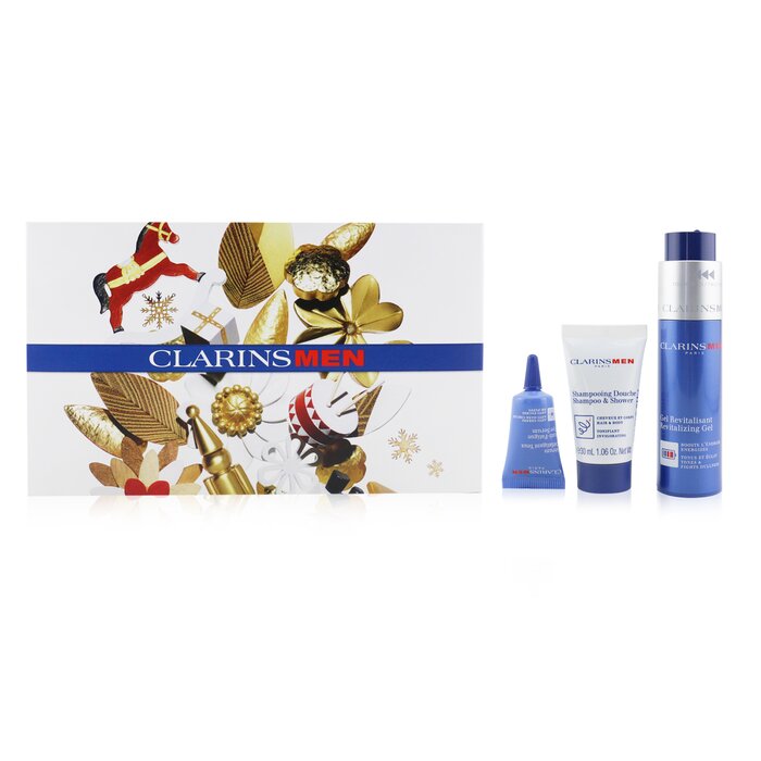 Clarins Men Revitalizing Collection: Revitalizing Gel 50ml + Shampoo & Shower 30ml + Anti-Fatigue Eye Serum 3ml + Pouch 3pcs+1pouchProduct Thumbnail