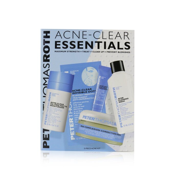 Peter Thomas Roth Acne-Clear Essentials 5-Piece Acne Kit: Wash 57ml+Correction Pads 20 pcs+Moisturizer 20ml+Treatment 7.5ml+Clear Dots 12 dots 5pcsProduct Thumbnail