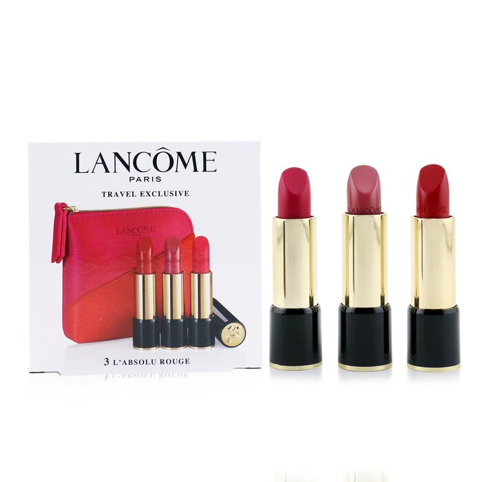 Lancome 3 L'Absolu Rouge Hydrating Shaping Lipcolor Trio Set (3x Lipcolor + Pouch) שלישיית שפתונים 3pcs+1PouchProduct Thumbnail