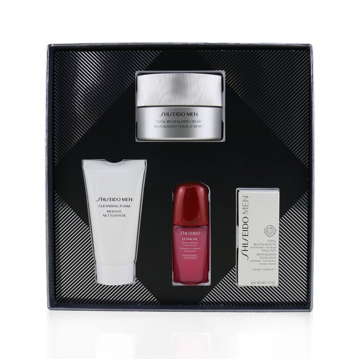 Shiseido Set Men Total Crema Revitalizante: Crema Revitalizante Total 50ml + Espuma Limpiadora 30ml + Ultimune Concentrado 10ml + Revitalizante de Ojos 3ml 4pcsProduct Thumbnail