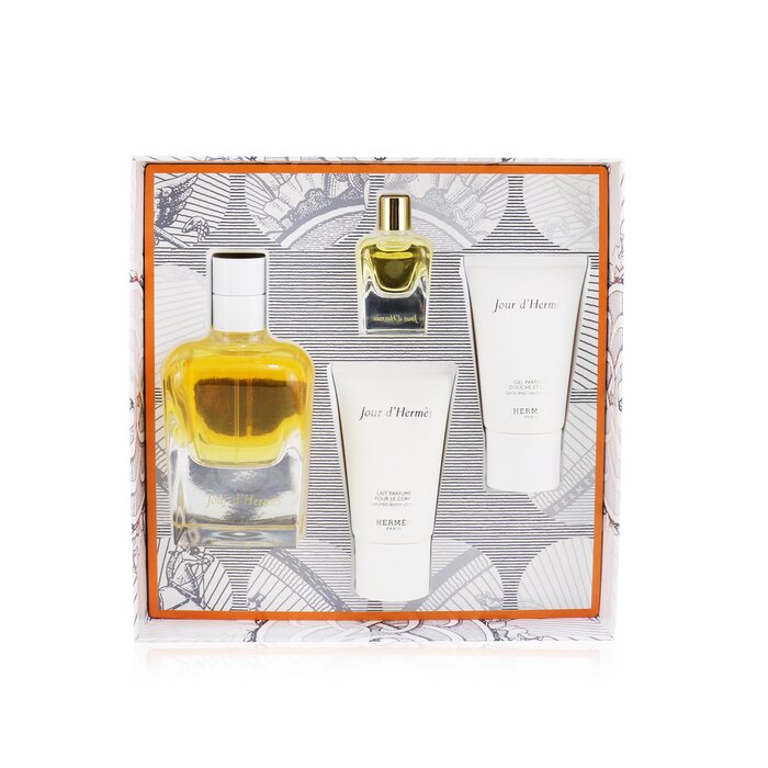 Hermes Jour D'Hermes Coffret: Eau De Parfum Spray 85ml/2.87oz + Eau De Parfum 7.5ml/0.25oz + Perfumed Body Lotion 30ml/1oz + Perfumed Bath And Shower Gel 30ml/1oz 4pcsProduct Thumbnail