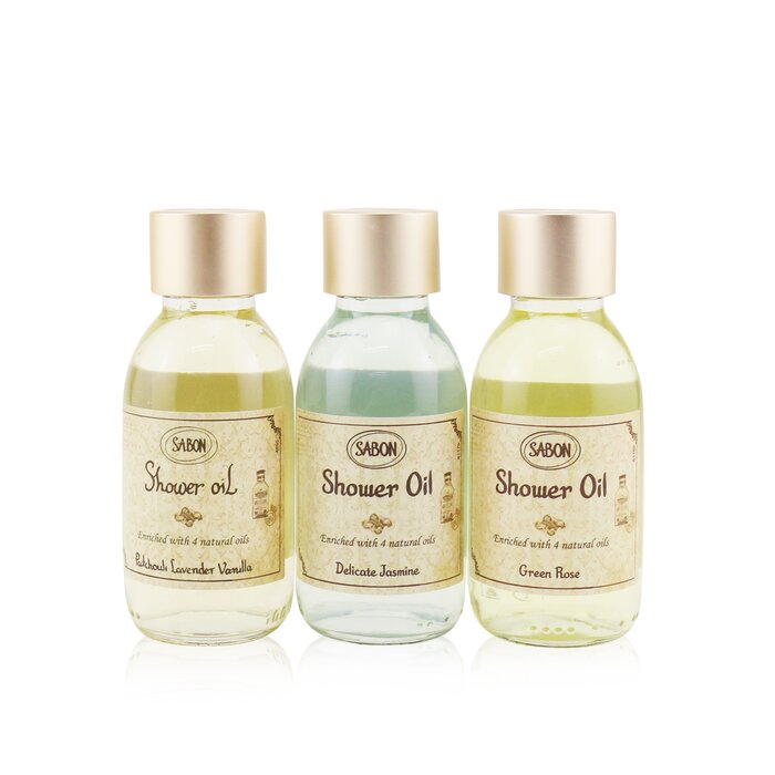 サボン Sabon Shower Oil Trio Kit: Patchouli Lavender & Vanilla 100ml + Delicate Jasmine 100ml + Green Rose 100ml 3x100ml/3.38ozProduct Thumbnail