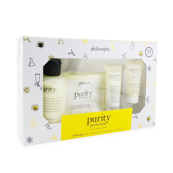 Philosophy Purity Made Simple Purity Perfection Set: 1x Cleanser 120ml + 1x Moisturizer 15ml + 1x Cleansing Cloths 15pcs + Clay Mask 30ml (Exp. Date 11/2020) 4pcsProduct Thumbnail
