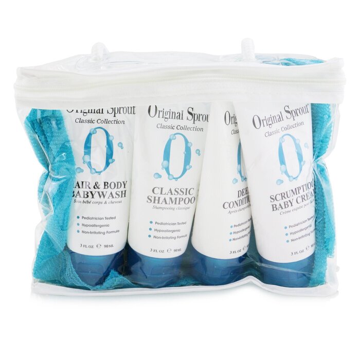 Original Sprout Classic Collection Deluxe Travel Kit: Shampoo 90ml + Conditioner 90ml + Baby Wash 90ml + Baby Cream 90ml + Washcloth 1pc 4pcs+1WashclothProduct Thumbnail