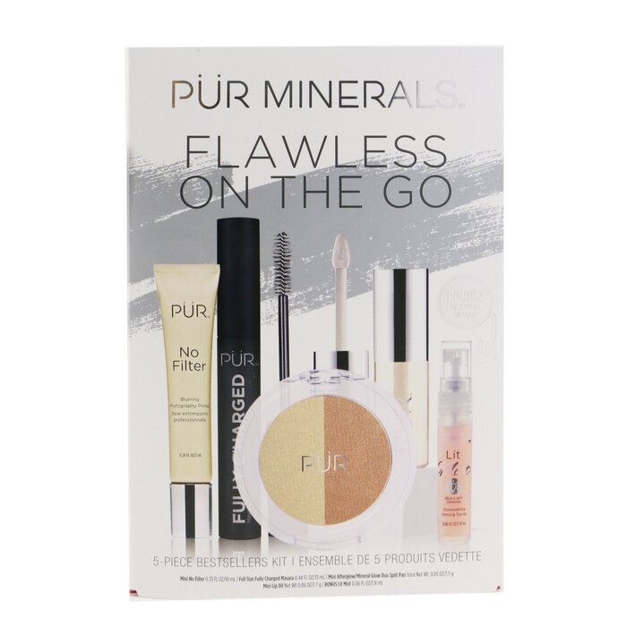 PUR (PurMinerals) Flawless On The Go 5 Piece Bestsellers Kit (1x Mini Primer, 1x Mascara, 1x Mineral Glow, 1x Mini Lip Oil, 1x Mini Mist) 5pcsProduct Thumbnail
