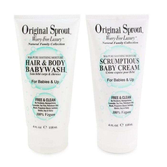 Original Sprout Baby's First Bath Kit: 1x Hair & Body Baby Wash 118ml + 1x Scrumptious Baby Cream 118ml + 1x Comb (Box Slightly Damaged) 3pcsProduct Thumbnail
