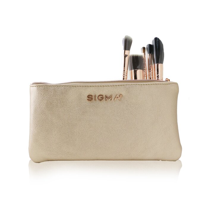 Sigma Beauty Iconic Brush Set (5x Rose Gold brush + 1x Bag) 5pcs+1bagProduct Thumbnail