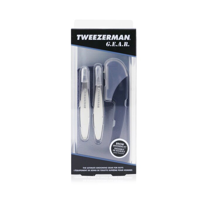 Tweezerman G.E.A.R. Brow Grooming Kit: Mini Flat Tweezers + Mini Point Tweezers + Facial Razor + Case 3pcs+1caseProduct Thumbnail