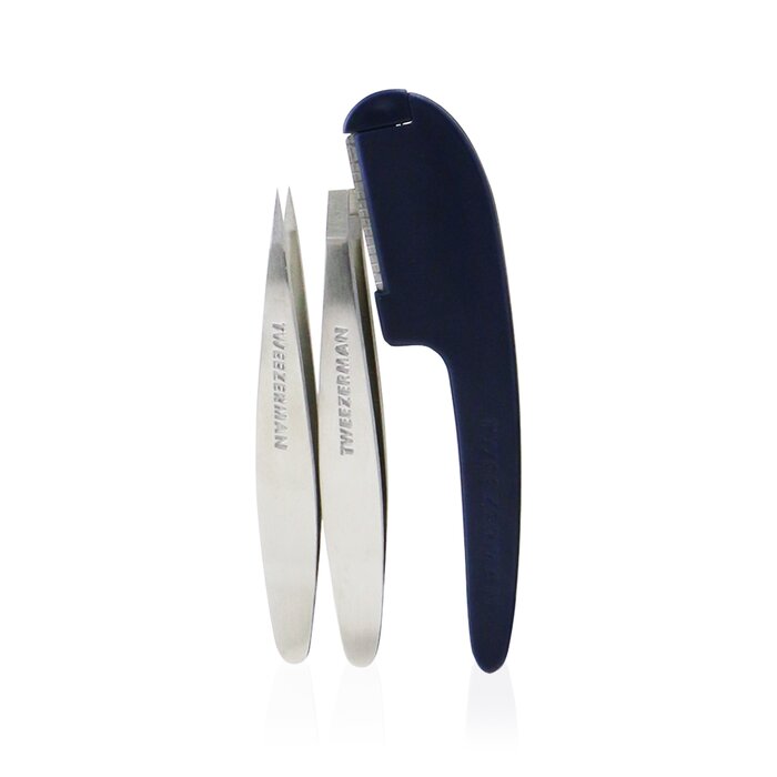 Tweezerman G.E.A.R. Brow Grooming Kit: Mini Flat Tweezers + Mini Point Tweezers + Facial Razor + Case 3pcs+1caseProduct Thumbnail