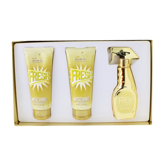 Moschino Gold Fresh Couture Coffret מארז : או דה פרפיום ספריי 50 מ&quot;ל + The Freshest קרם גוף 100 מ&quot;ל + The Freshest ג'ל רחצה 100 מ&quot;ל 3pcsProduct Thumbnail