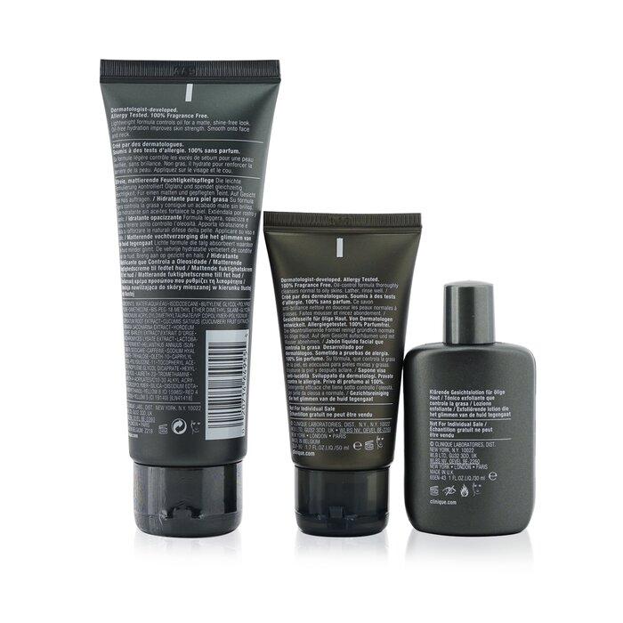 Clinique Great Skin For Men Oil Control 3-Pieces Set : Face Wash 50ml + Exfoliating Tonic 30ml + Mattifying Moisturizer 100ml 3pcsProduct Thumbnail