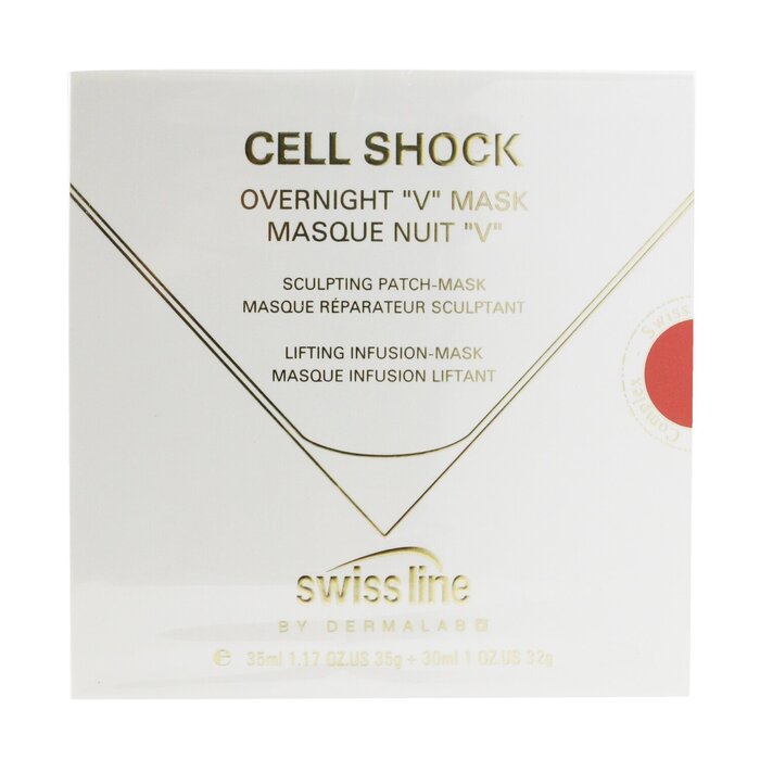 Swissline Cell Shock Overnight &quot;V&quot; Mask: Mascarilla Parche Esculpidor 35ml/1.17oz + Mascarilla Infusión Reafirmante 30ml/1oz (Fecha Vto. 05/2021) 2pcsProduct Thumbnail