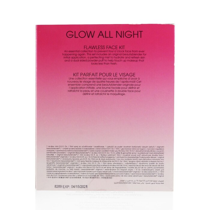 BeautyBlender مجموعة الوجه Glow All Night Flawless: Beautyblender أصلي + رذاذ مهيئ + قطيفة بودرة ثنائية الجانب (تاريخ الانتهاء: 15/04/2021) 3pcsProduct Thumbnail