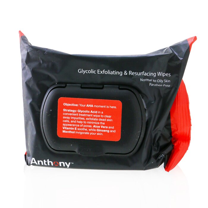 Anthony Logistics For Men Glycolic Exfoliating & Resurfacing Wipes (Box Slightly Damaged) 30wipesProduct Thumbnail