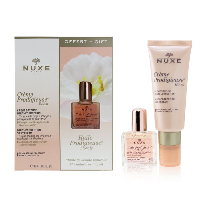 Nuxe Nuxe Gift Set: Creme Prodigieuse Boost Multi-Correction Silky Cream 40 ml + Huile Prodigieuse Florale monikäyttöinen kuivaöljy 10 ml 2pcsProduct Thumbnail