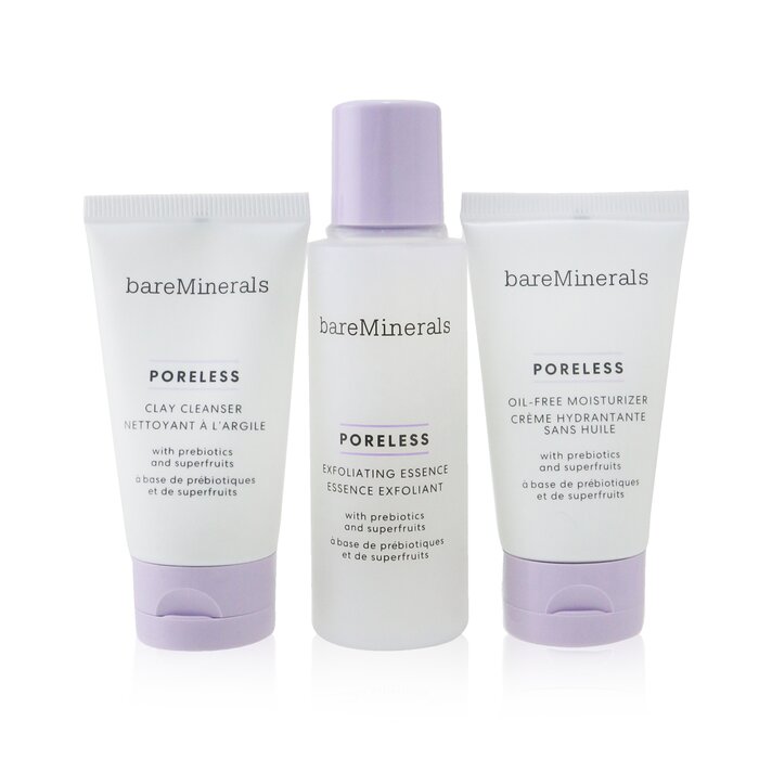 BareMinerals Poreless At Any Age Starter Kit: Clay Cleanser 30ml+ Exfoliating Essence 50ml+ Oil-Free Moisturizer 30ml 3pcsProduct Thumbnail
