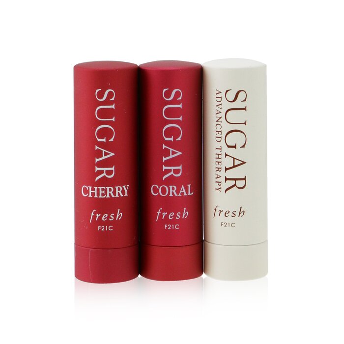 Fresh Sugar Lip Treatment Trio Set: 1x Sugar Lip Treatment Advanced Therapy - 2.2g/0.07oz + 2x Mini Sugar Lip Treatment SPF 15 (#Coral + #Cherry) סט תכשירים לשפתיים 3x2.2g/0.07ozProduct Thumbnail