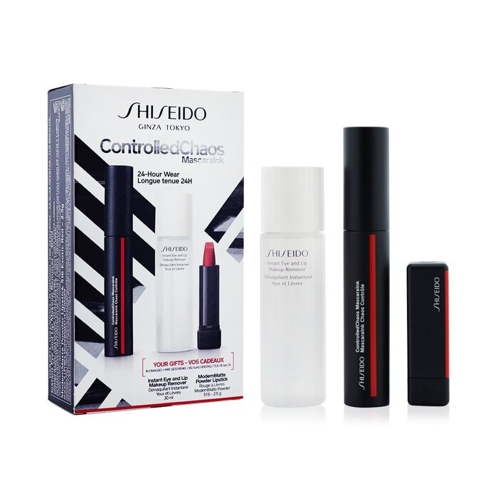 資生堂 Shiseido コントロールドカオスマスカラインクセット（1xコントロールドカオスマスカラインク、1xモダンマットパウダーリップスティック、1xインスタントアイ＆リップメイクアップリムーバー） 3pcsProduct Thumbnail