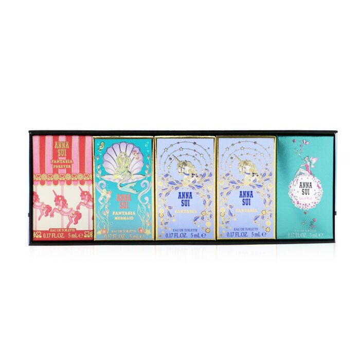 Anna Sui Compact Miniature Coffret: Secret Wish Eau De Toilette 5ml + Fantasia Eau De Toilette 5ml x2 + Fantasia Mermaid Eau De Toilette 5ml + Fantasia Forever Eau De Toilette 5ml - מארז מיני בשמים 5pcsProduct Thumbnail