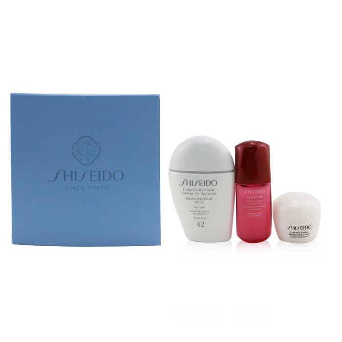Shiseido مجموعة شمسية يومية نهائية: واقي شمسي SPF 42 30مل + كريم مرطب 10مل + محلول مركز فائق الفعالية Ultimune 10مل 3pcsProduct Thumbnail