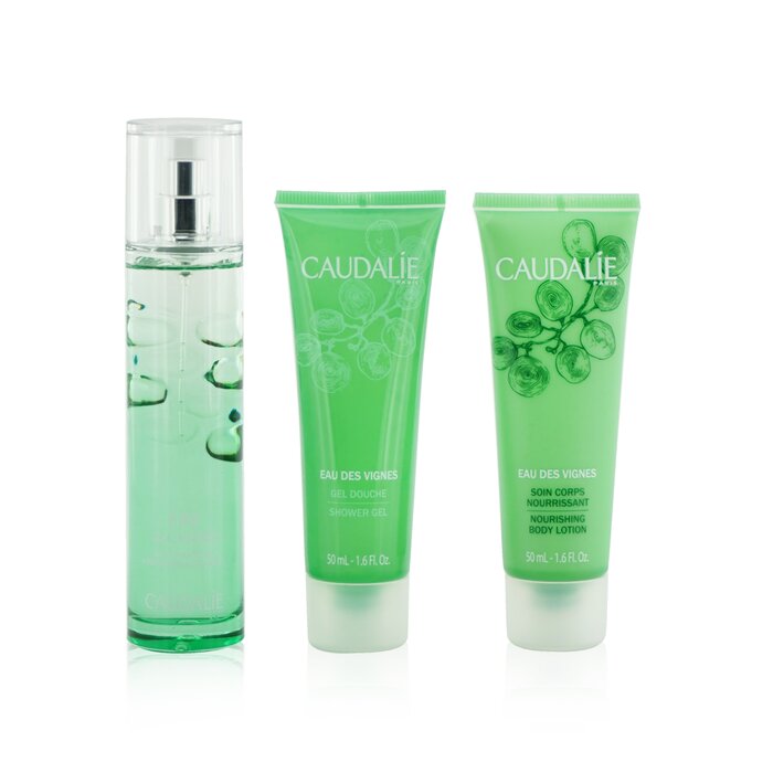 Caudalie Eau Des Vignes Christmas Coffret: Fresh Fragrance Spray 50ml + Shower Gel 50ml + Body Lotion 50ml (Green Line) 3pcsProduct Thumbnail