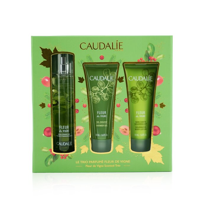 コーダリー Caudalie Fleur De Vigne Christmas Coffret: Fresh Fragrance Spray 50ml + Shower Gel 50ml + Body Lotion 50ml (Light Green Line) 3pcsProduct Thumbnail
