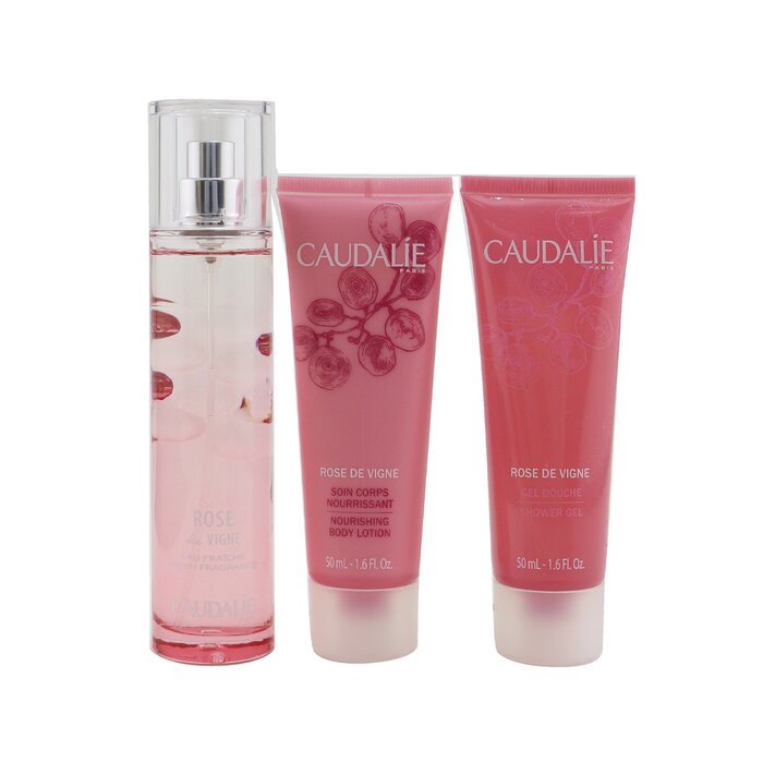 Caudalie Rose De Vigne Christmas Coffret: Fresh Fragrance Spray 50ml + Shower Gel 50ml + Body Lotion 50ml (Pink Line) 3pcsProduct Thumbnail