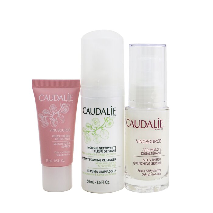 Caudalie Vinosource S.O.S Hydration Set: S.O.S Thirst-Quenching Serum סרום 30 מ&quot;ל+ Instant Foaming Cleanser קלינסר 50 מ&quot;ל+ Moisturizing Sorbet 15 מ&quot;ל 3pcsProduct Thumbnail