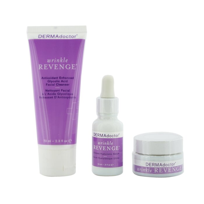 DERMAdoctor Wrinkle Revenge Anti-Aging Essentials Intro Kit: Eye Balm 15ml+ Ultimate Hyaluronic Serum 15ml+ Facial Cleanser 70ml 3pcsProduct Thumbnail