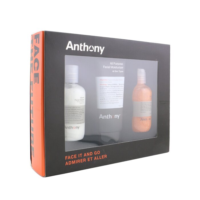 Anthony Face It & Go Kit: Glycolic Facial Cleanser 100ml + All Purpose Facial Moisturizer 90ml + Facial Scrub 100ml 3pcsProduct Thumbnail