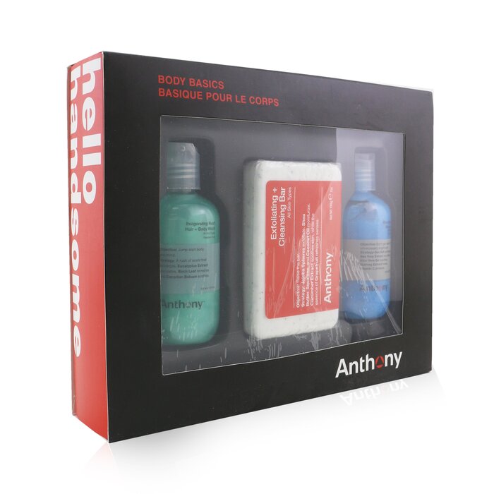 Anthony Body Basics Kit ערכה לטיפוח הגוף: Invigorating Rush Hair+Body Wash 100ml + Exfoliating + Cleansing Bar 198g + Blue Sea kelp Body Scrub 100ml 3pcsProduct Thumbnail