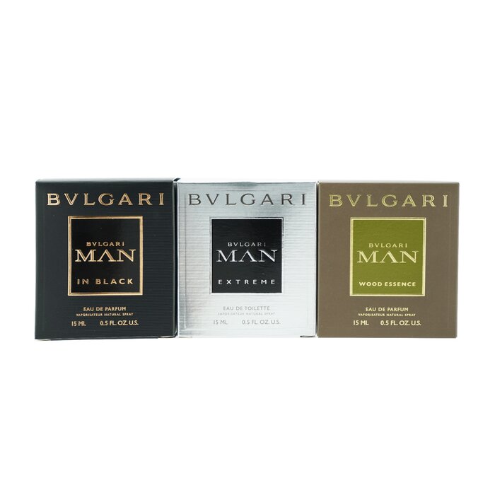 Bvlgari Man Coffret מארז : In Black או דה פרפיום ספריי + Extreme או דה טואלט ספריי + Wood Essence או דה פרפיום ספריי 3x15ml/0.5ozProduct Thumbnail