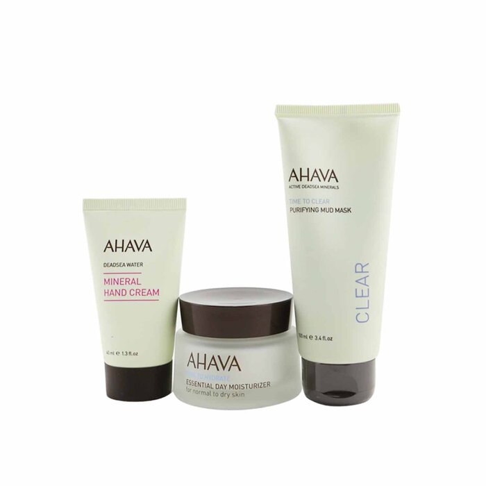 Ahava Everyday Mineral Essentials Set: Essential Day Moisturizer 50ml+ Purifying Mud Mask 100ml+ Mineral Hand Cream 40ml+ Bag 3pcs+1bagProduct Thumbnail