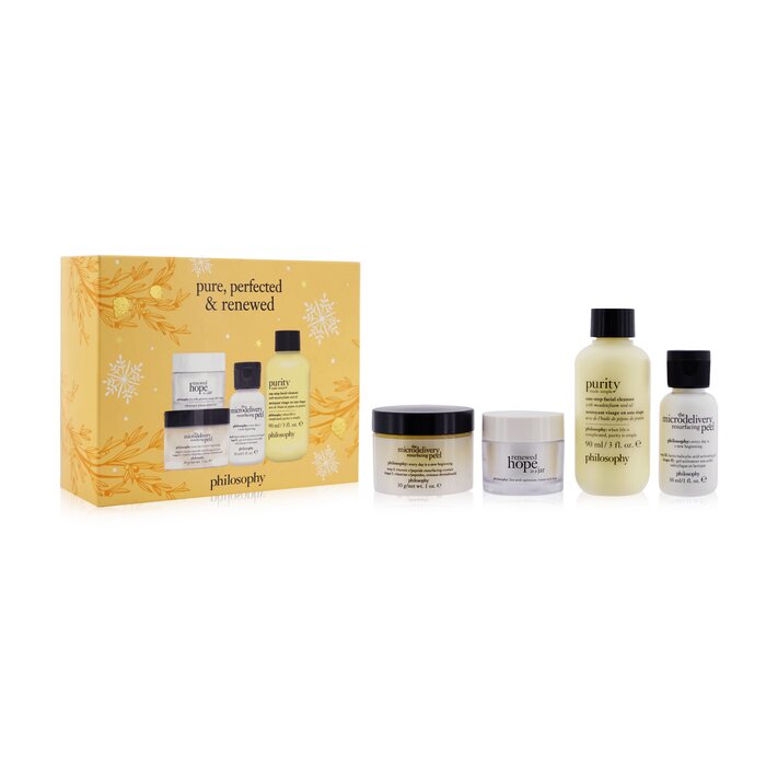 Philosophy Pure, Perfected & Renewed 4-Pieces Set: One-Step Facial Cleanser 90ml + Microdelivery Resurfacing Peel Step 1 & 2 (30ml+30ml) + Renewed Hope In A Jar Moisturizer 15ml 4pcsProduct Thumbnail
