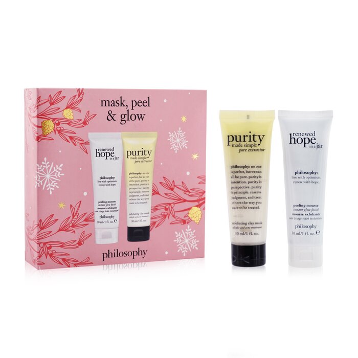 Philosophy Mask, Peel & Glow 2-Pieces Set: Purity Made Simple Pore Extractor 30ml + Renewed Hope In A Jar Peeling Mousse 30ml 2x30ml/1ozProduct Thumbnail