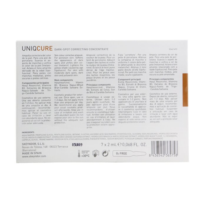 SKEYNDOR محلول مصحح مضاد للبقع Uniqcure (للبقع الداكنة المعتدلة والداكنة والصفراء) 7x2ml/0.068ozProduct Thumbnail