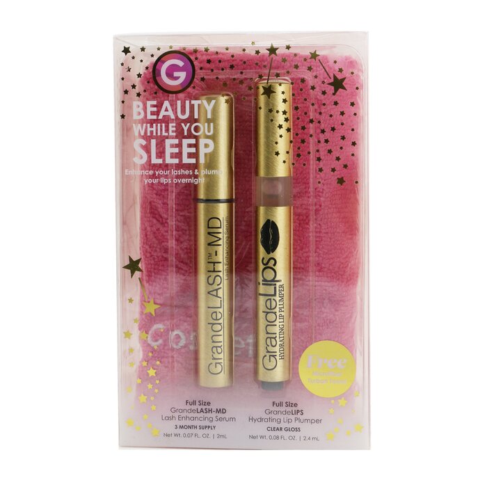 Grande Cosmetics (GrandeLash) Beauty While You Sleep Set: GrandeLASH MD 2ml + GrandeLIPS 2.4ml + Microfiber Turban Towel 3pcsProduct Thumbnail