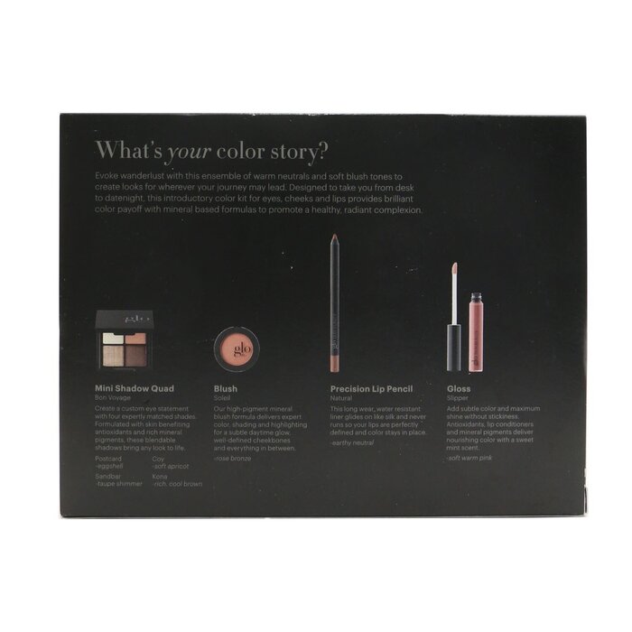 Glo Skin Beauty Desk to Datenight (מיני רביעיית צלליות + סומק + עיפרון שפתיים + ליפ גלוס) 4pcsProduct Thumbnail