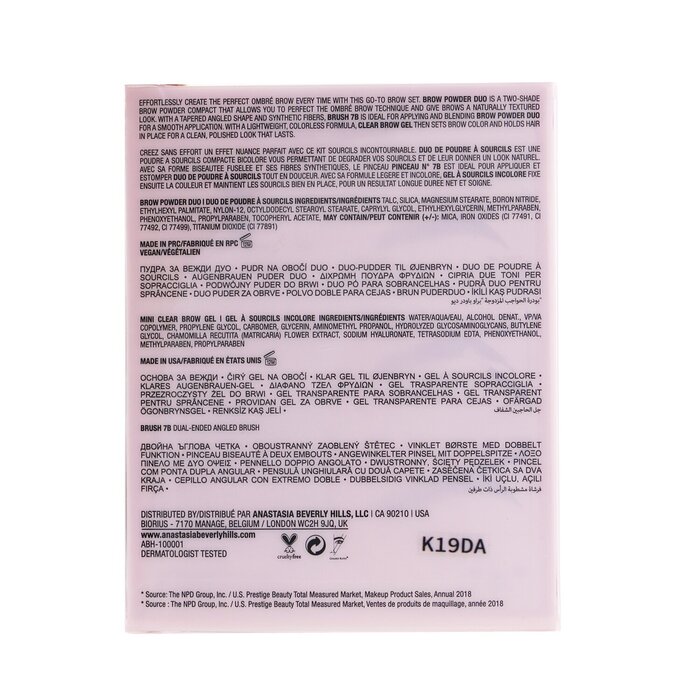 Anastasia Beverly Hills Kit Ombre de Cejas (Polvo de Cejas Dúo + Mini Gel de Cejas Transparente + Brocha 7B) 3pcsProduct Thumbnail