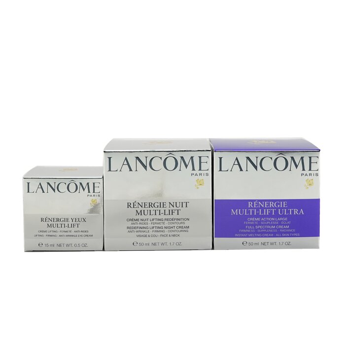 Lancome Renergie Multi-Lift Ultra Set: Full Spectrum Cream + Redefining Lifting Night Cream + Anti-Wrinkle Eye Cream (קופסה מעט פגומה)סט של קרם יום, קרם לילה וקרם עיניים 3pcsProduct Thumbnail