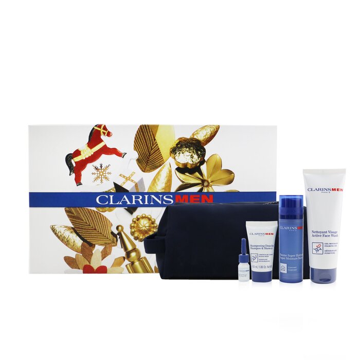 Clarins Men Essentials 4-Pieces Set: Super Moisture Balm 50ml + Active Face Wash 125ml + Shampoo & Shower 30ml + Shave Ease Oil 3ml 4pcsProduct Thumbnail