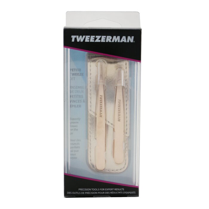 Tweezerman Set Rose Gold Petite Tweeze (1x Pinza Inclinada, 1x Pinza de Punto) 2pcs+bagProduct Thumbnail