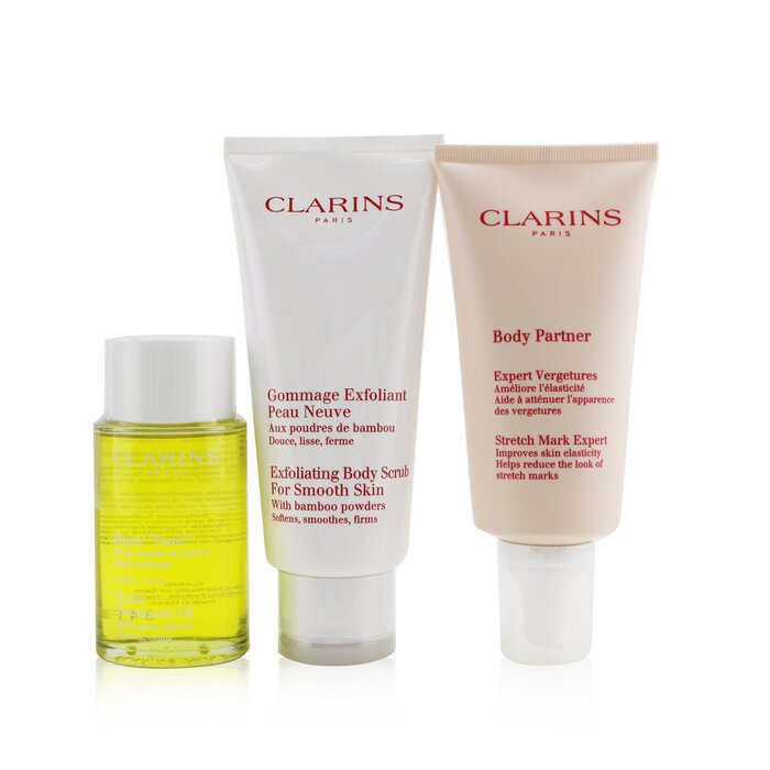 Clarins A Beautiful Pregnancy Set: Body Partner 175ml+ Exfoliating Body Scrub 200ml+ Body Treatment Oil-Tonic 100ml 3pcsProduct Thumbnail